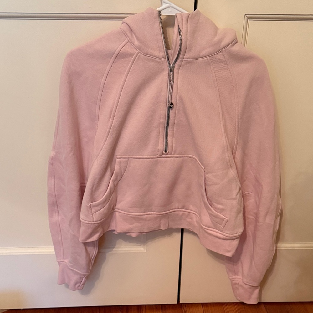 Lululemon Scuba Oversized Half Zip Pink Cropped Hoodie size XS/S - Picture 2 of 4